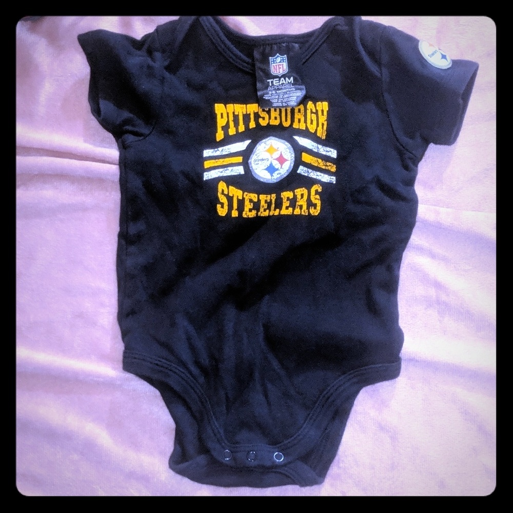 6-9 month steelers onesie.